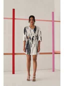 Clothes on my mind - Tie Dye White Cut Out Dress