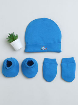 Bumzee - Royal Blue Girls Cotton Cap Mitten Bootie (Set of 3)