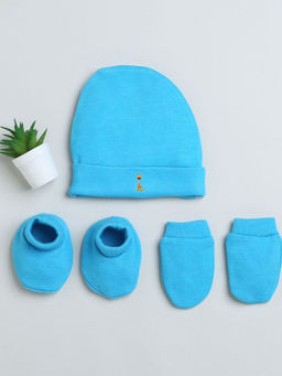 Bumzee - Blue Boys Cotton Cap Mitten Bootie (Set of 3)