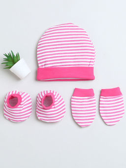 Bumzee - Pink Girls Cotton Cap Mitten Bootie (Set of 3)