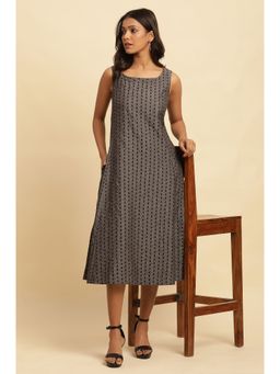 W - XXXWomen Grey Abstract Print Cotton A-Line Dress