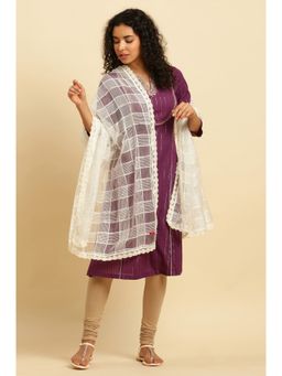 W - XXXWomen White Woven Viscose Dupatta