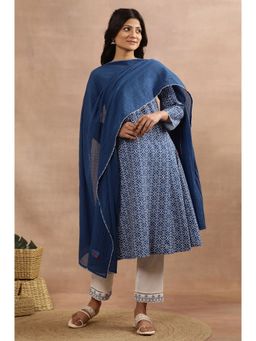 W - XXXWomen Blue Solid Cotton Dupatta