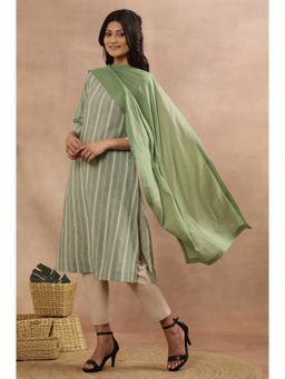 W - XXXWomen Green Embroidered Print Kota Dupatta