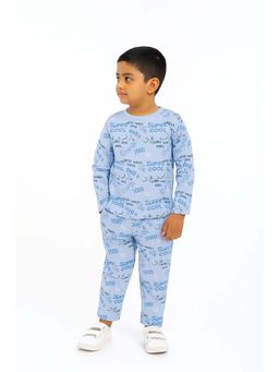 FUNKRAFTS - Blue Premium Cotton Typographic T-Shirt and Pajama