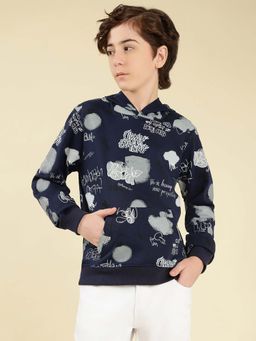Lil Tomatoes - Navy Blue Cotton Looper Graphic Print Sweatshirt