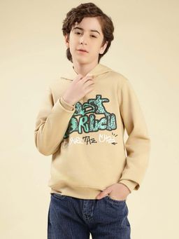 Lil Tomatoes - Beige Cotton Fleece Typography Sweatshirt