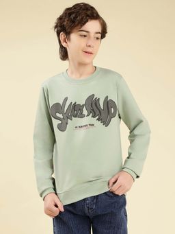 Lil Tomatoes - Green Cotton Looper Printed Sweatshirt