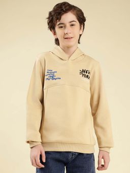Lil Tomatoes - Beige Cotton Fleece Typography Sweatshirt