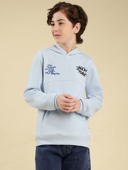 Lil Tomatoes - Blue Cotton Fleece Typography Sweatshirt