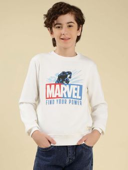 Lil Tomatoes - White Cotton Fleece Printed Sweatshirt