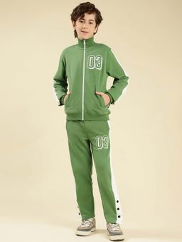 Lil Tomatoes - Green Cotton Fleece Jacket with Track pant