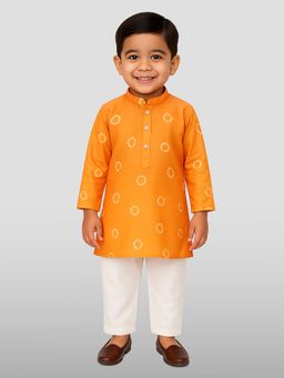 JBN Creation - Orange Bandhani Printed Kurta with Pyjama