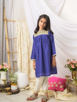Fairies Forever - Blue Bandhej Kurta with Pant