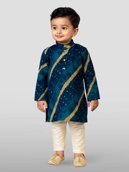 JBN Creation - Navy Blue Rayon Printed Kurta Set with Pyjama
