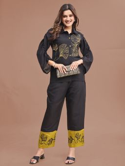 Tikhi Imli - Black Embroidered Chanderi Co-Ord Set