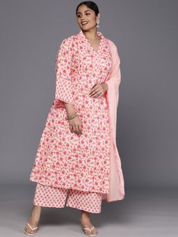 Varanga - Women Plus Size Floral Printed Kurta Paired with Pant & Dupatta