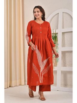 Autumnlane - Sarvari Rust Embroidered Kurta with Pant