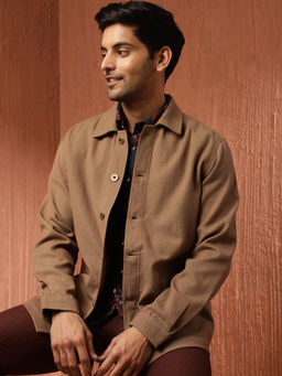 Fabindia - Brown Cotton Woven Utility Shacket