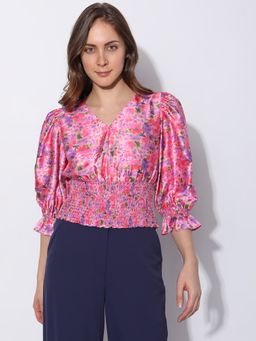 VERO MODA - Pink Floral Satin Top