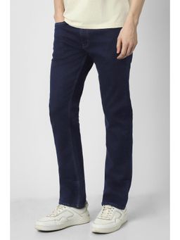 Peter England - Men Navy Blue Cotton Blend Mid Waist Jeans