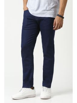 Van Heusen - Men Navy Blue Cotton Blend Mid Waist Jeans