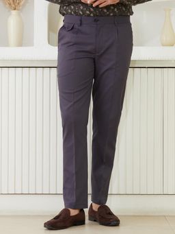 MR BUTTON - Men Grey Poly/Spandex Mid Waist Trouser