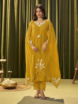 Autumnlane - Albeli Flax Embroidery Anarkali Kurta with Pant and Dupatta