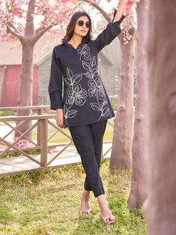 Autumnlane - Iyana Grey Onyx Cotton Embroidery Co-Ord Set