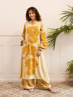 Autumnlane - Sonpal Corn Yellow Floral Printed Co-Ord Set