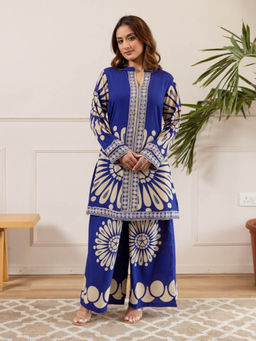 Autumnlane - Sonpal Navy Blue Trypan Printed Co-Ord Set