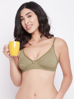 Clovia - Cotton Rich Solid Non-Padded Full Cup Wire Free Everyday Bra - Light Green