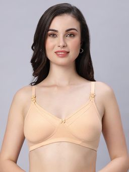 Mamma's Maternity - Solid Bamboo Fabric Ultra Soft Full-Coverage Maternity Nursing Bra - Cream