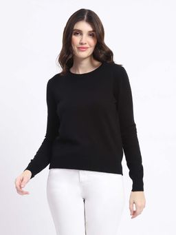 Madame - Crew Neck Black Acrylic Sweater