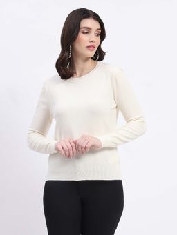 Madame - Crew Neck Relaxed Fit Off White Sweater