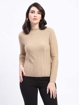 Madame - Striped Brown High Neck Sweater
