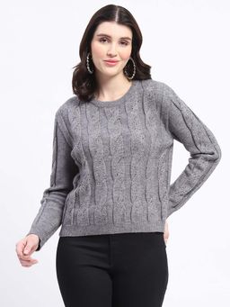 Madame - Grey Cable Knit Sweater
