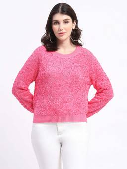 Madame - Self Design Hot Pink Sweater