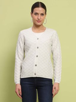 Madame - Cable Knit Off White Cardigan for Women