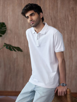 KINGDOM OF WHITE - Repose - Supima White Men Polo T-Shirt