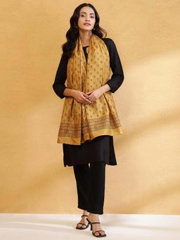 Fabindia - Yellow Silk Printed Stole