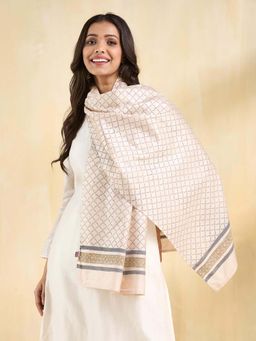 Fabindia - Grey Silk Printed Stole
