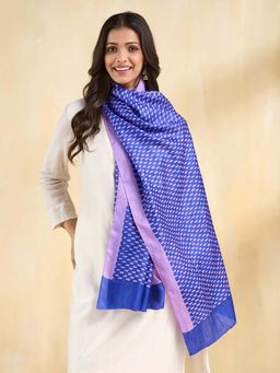 Fabindia - Navy Blue Silk Printed Stole