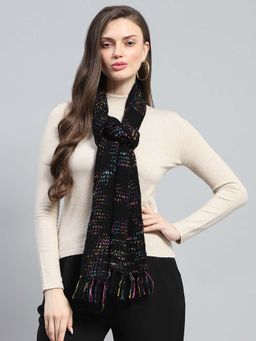 Monte Carlo - Black Wool Blend Woven Muffler