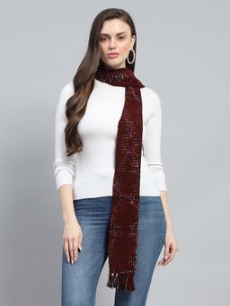 Monte Carlo - Maroon Wool Blend Woven Muffler