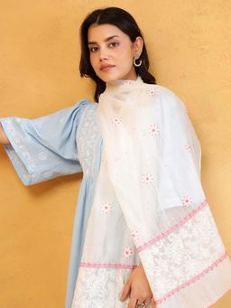 Fabindia - Beige Cotton Embroidered Stole