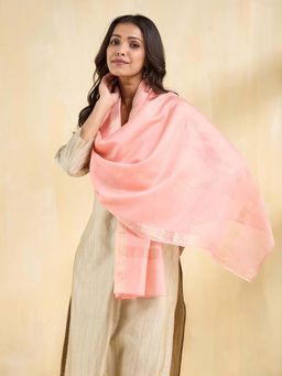 Fabindia - Pink Cotton Silk Woven Stole