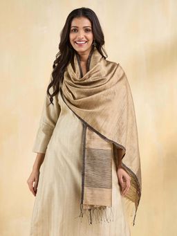 Fabindia - Beige Silk Woven Stole