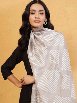 Fabindia - Grey Silk Printed Stole