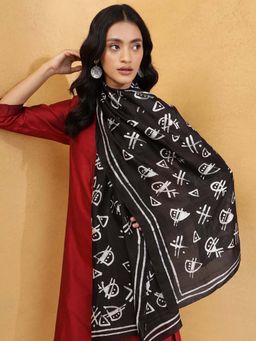 Fabindia - Black Silk Printed Stole